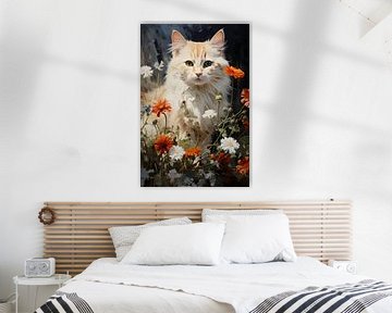 Cat with wild flowers by ColorCat