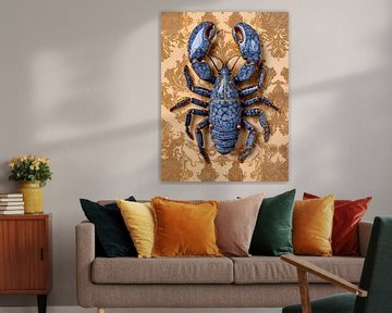 Blue lobster on wallpaper by Dunto Venaar