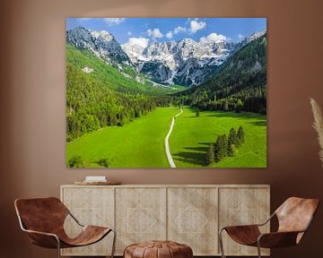 Zgornje Jezersko valley aerial view during springtime by Sjoerd van der Wal Photography