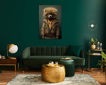 A realistic portrait of a 1960s raccoon by Digitale Schilderijen