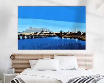 Milnerton Lagoon and Table Mountain mixed media by Werner Lehmann