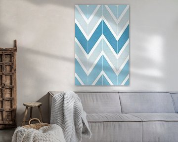 Motif Art Déco en zigzag avec bleu et blanc sur Whale & Sons