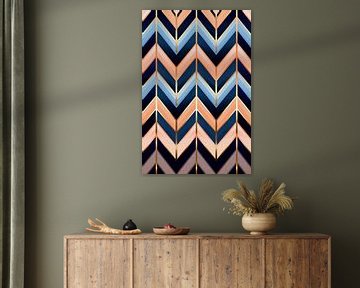 Elegant Art Deco Zigzag Pattern with Gold and Peach colours by Whale & Sons