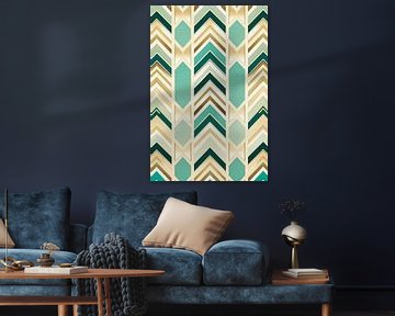 Art Deco Zigzag Patroon met Turquoise van Whale & Sons