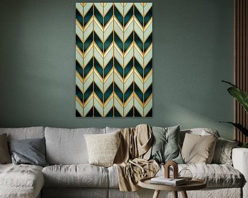 Art Deco Zigzag Pattern with Turquoise and Gold by Whale & Sons