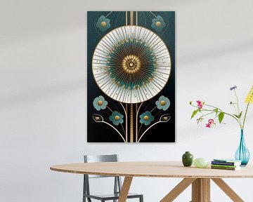 Abstracte Paardenbloem in Art Deco stijl van Whale & Sons