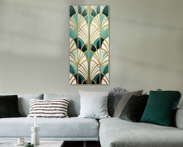 Art Deco Motief in Goud en Turquoise van Whale & Sons