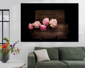 Rustic Romanticism III - Peonies in a Vintage Chest by marlika art