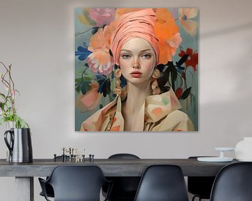 Portrait moderne aux couleurs pastel sur Carla Van Iersel