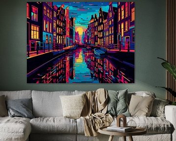 Amsterdam Canal by night van Dunto Venaar