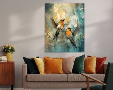 abstrakter Aqaurel eines Vogels von Gelissen Artworks