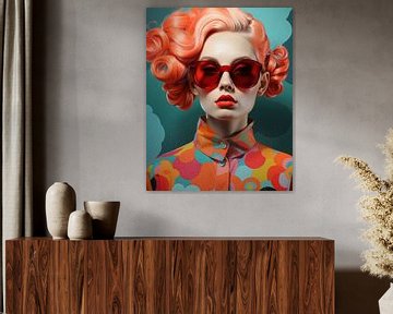Popart portret in pastelkleuren van Studio Allee