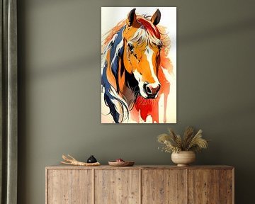 Aquarelschilderij paard (serie) (a.i. art)