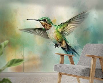 Vliegende kolibrie in kleur van But First Framing