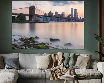 Vue de la ville de New York - Pont de Brooklyn - Manhattan (USA) sur Marcel Kerdijk