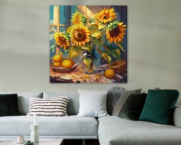 Schwellenleben mit Sonnenblumen von Biljana Zdravkovic