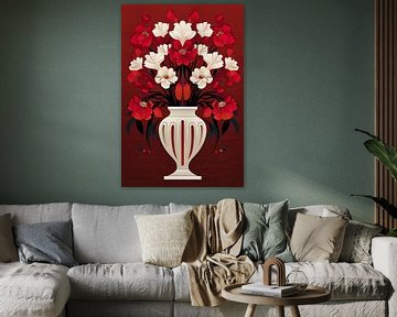 Vase avec fleurs en rouge sur Whale & Sons