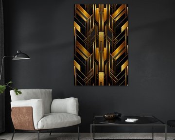 Gold Schwarz Art Deco Muster von Whale & Sons