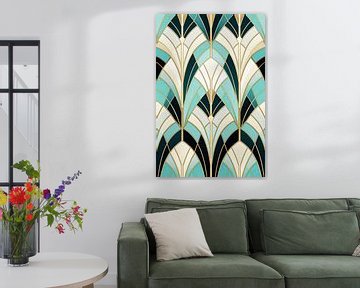 Turquoise en Goud Symmetrisch Art Deco Motief van Whale & Sons