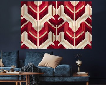 Red Creme Art Deco Pattern by Whale & Sons