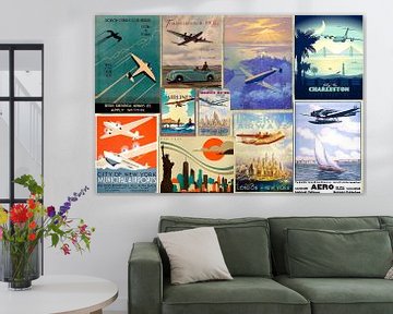 Pasteboard with vintage aeroplane posters by Corinne Welp