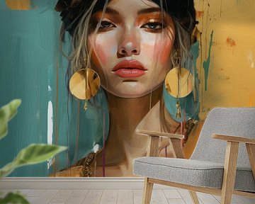 Buntes Porträt im modernen Pop-Art-Stil von Carla Van Iersel