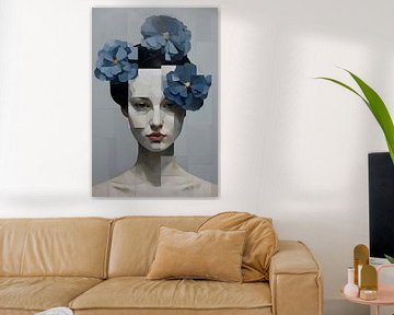 Pixel vrouw met bloemen van But First Framing