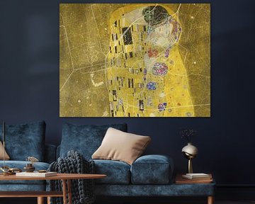 Carte de Assen avec le Baiser de Gustav Klimt sur Map Art Studio