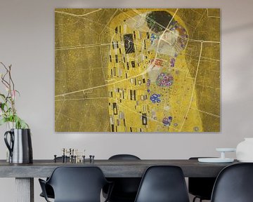 Carte de Dronten avec le Baiser de Gustav Klimt sur Map Art Studio
