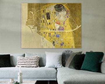 Kaart van Urk met de Kus van Gustav Klimt van Map Art Studio