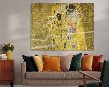 Map of Leeuwarden Centrum with the Kiss by Gustav Klimt by Map Art Studio