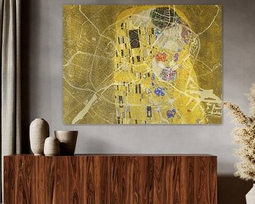 Kaart van Sneek met de Kus van Gustav Klimt van Map Art Studio