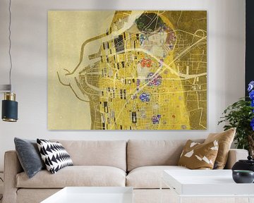 Kaart van Harlingen met de Kus van Gustav Klimt van Map Art Studio