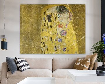 Kaart van Apeldoorn met de Kus van Gustav Klimt van Map Art Studio