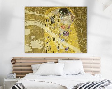 Kaart van Arnhem Centrum met de Kus van Gustav Klimt van Map Art Studio