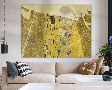 Map of Nijmegen Centrum with the Kiss by Gustav Klimt by Map Art Studio