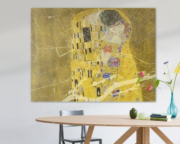 Kaart van Wageningen met de Kus van Gustav Klimt van Map Art Studio