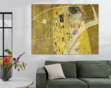 Kaart van Tiel met de Kus van Gustav Klimt van Map Art Studio
