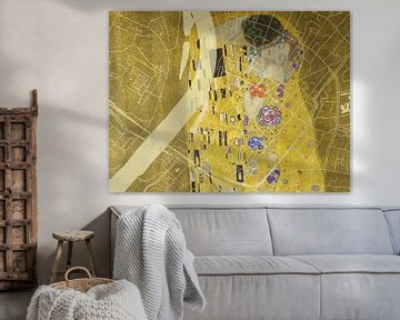 Kaart van Venlo Centrum met de Kus van Gustav Klimt van Map Art Studio