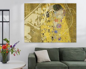 Kaart van Roermond met de Kus van Gustav Klimt van Map Art Studio