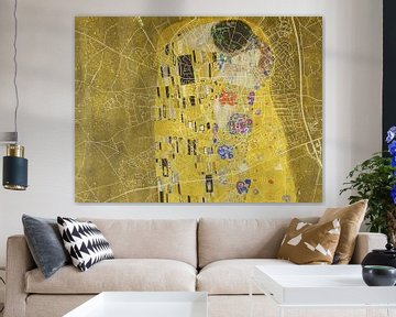 Kaart van Venray met de Kus van Gustav Klimt van Map Art Studio