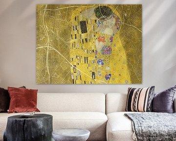 Karte von Geleen dem Kuss von Gustav Klimt von Map Art Studio