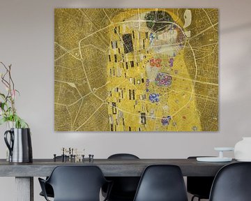 Kaart van Eindhoven met de Kus van Gustav Klimt van Map Art Studio