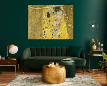 Carte de Eindhoven Centrum avec le Baiser de Gustav Klimt sur Map Art Studio