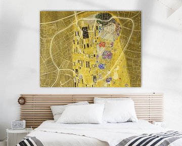 Kaart van Breda Centrum met de Kus van Gustav Klimt van Map Art Studio