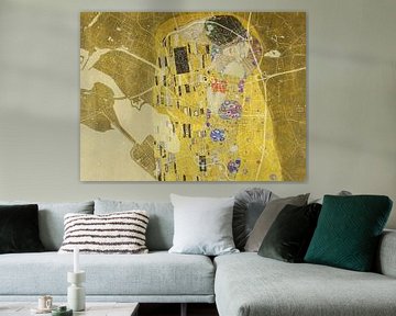 Map of Bergen op Zoom with the Kiss by Gustav Klimt by Map Art Studio