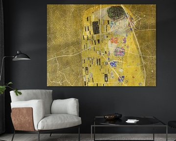 Carte de Helmond avec le Baiser de Gustav Klimt sur Map Art Studio