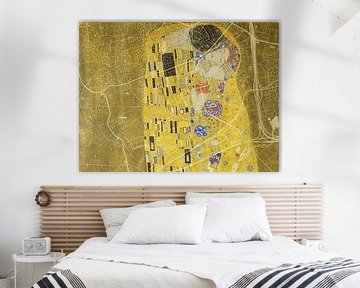 Carte de Veldhoven avec le Baiser de Gustav Klimt sur Map Art Studio