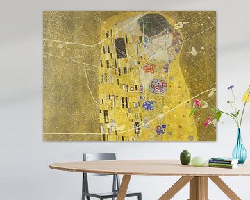 Kaart van Geldrop met de Kus van Gustav Klimt van Map Art Studio