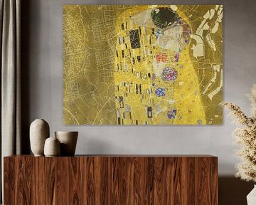 Kaart van Valkenswaard met de Kus van Gustav Klimt van Map Art Studio